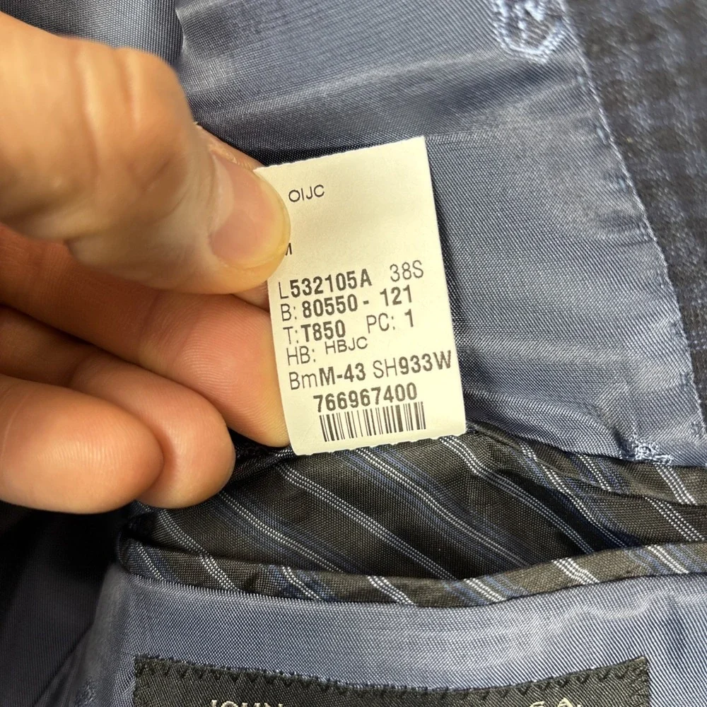 JOHN VARVATOS Blazer Blue Micro Check Plaid Sport Coat Jacket - US 38‎ S
